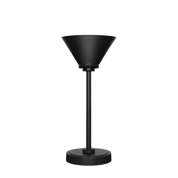 Unbranded Quincy 15.25 in. Matte Black Accent Lamp With Glass Shade