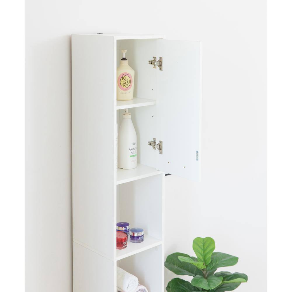 Contemporary White 40.8" Tall Bathroom Cabinet with Adjustable Shelving