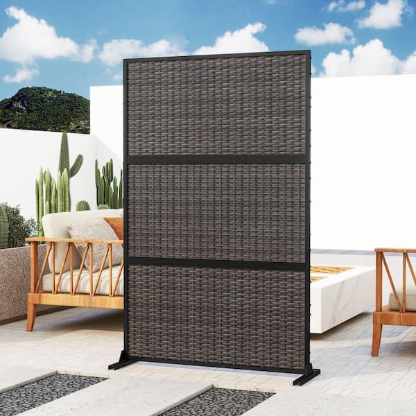 72.1 in. Privacy Metal Garden Fence Outdoor Screen Panels in Gray Brown (1-Pack)