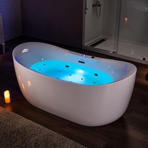 72 in. x 35 in. Acrylic Freestanding Whirlpool and Air Combination Heated Bathtub w/Drain and Overflow Included in White