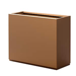 24 in. Brown Metal Rectangular Planter Box-Outdoor Garden Flower Container