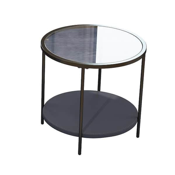 Unbranded 21.6 in. Black Round Glass Coffee Table