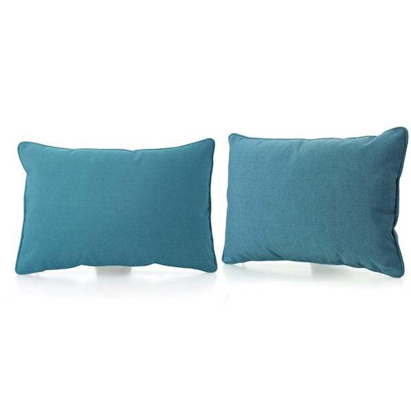 Unbranded 16.5 in. W x 9.5 in. H Teal Outdoor Throw Pillow, Water Resistant Lumbar Pillow (2-Pack)