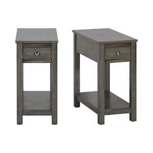 New Classic Furniture Noah 12 in. Gray Rectangle Wood End Table with 1 Drawer (Set of 2)