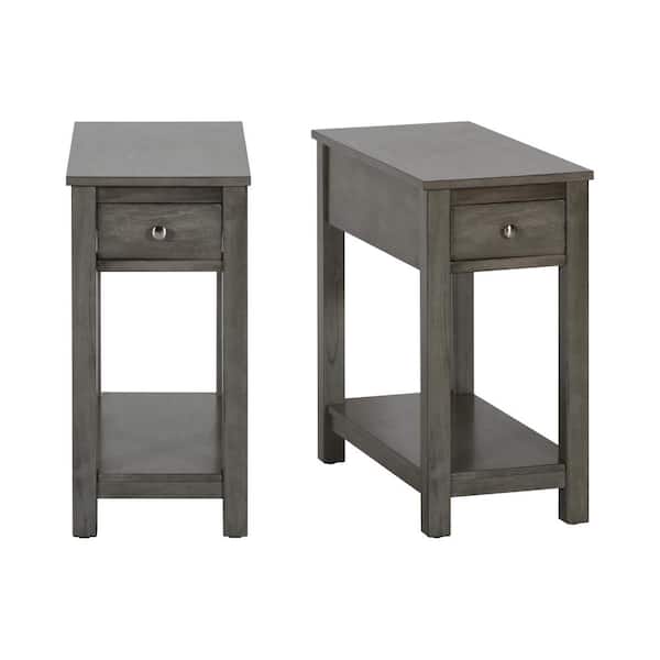 NEW CLASSIC HOME FURNISHINGS New Classic Furniture Noah 12 in. Gray Rectangle Wood End Table with 1 Drawer (Set of 2)