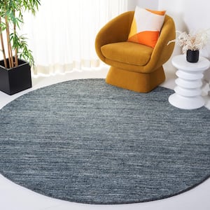 Himalaya Blue/Gold 7 ft. x 7 ft. Solid Color Round Area Rug