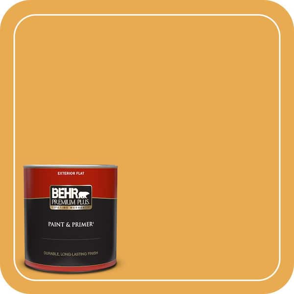 BEHR PREMIUM PLUS 1 qt. #BIC-43 Optimist Gold Flat Exterior Paint & Primer