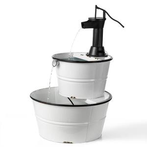 31.5 in. H Farmhouse Enamel Coated Metal Tiered Fountain