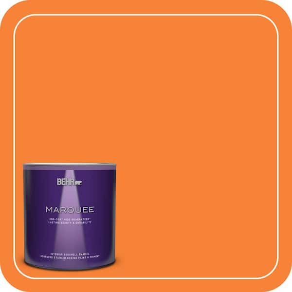 BEHR MARQUEE 1 qt. #230B-6 Orange Burst Eggshell Enamel Interior Paint & Primer