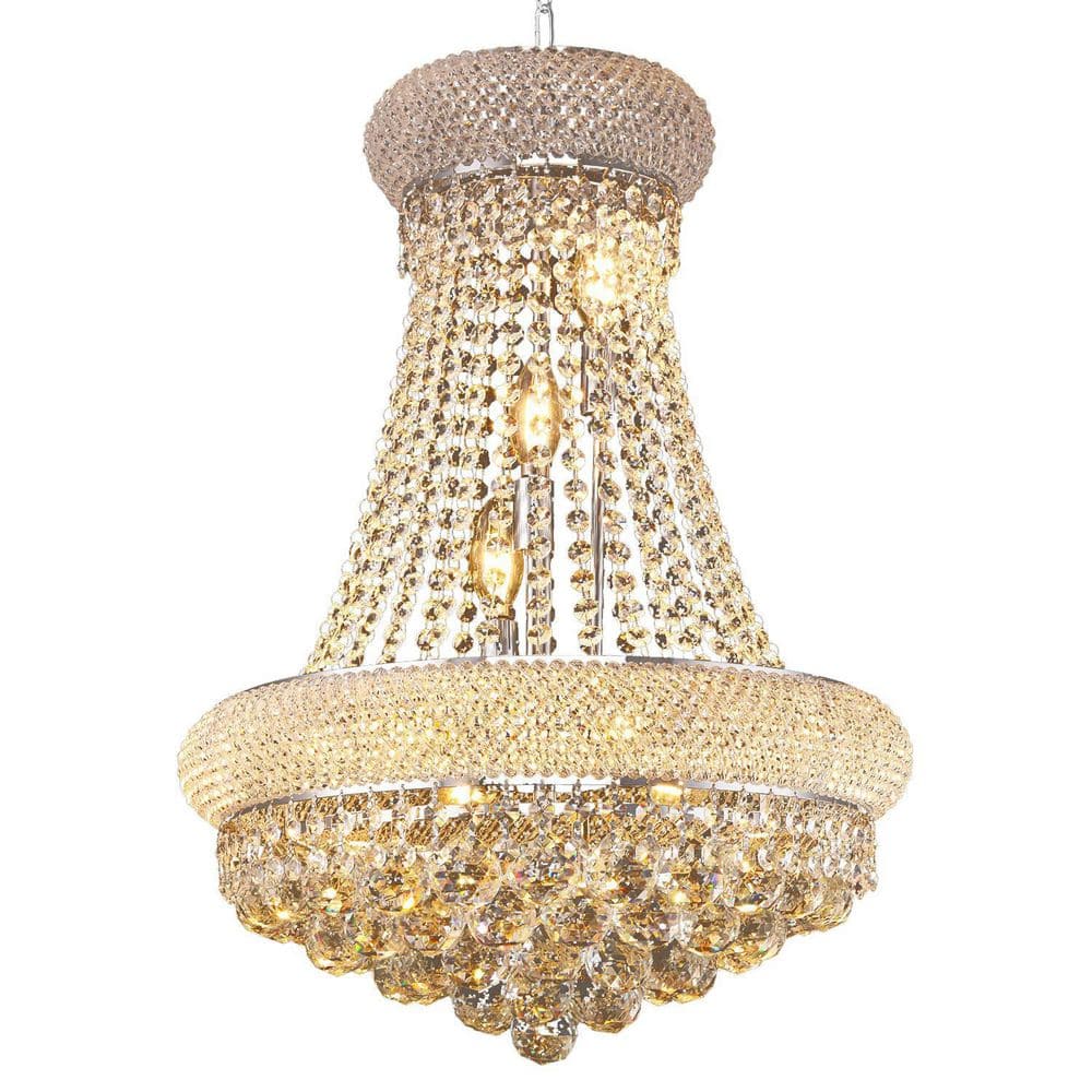 9-Light Chrome Crystal Chandelier Circle Round Chandelier for Dining Living