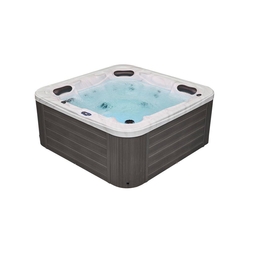 Gray and White 5-Person Luxury Hot Tub with Jets and Ozonator