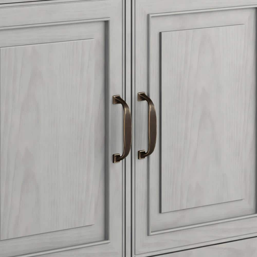 Fog Grey Solid Wood Entryway Storage Cabinet with Adjustable Shelving