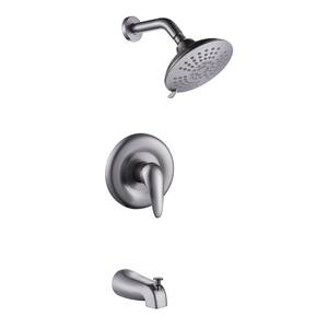 Dimo Single-Handle 5-Spray Shower Faucet with tub faucet in Brushed Nickel (Valve Included)