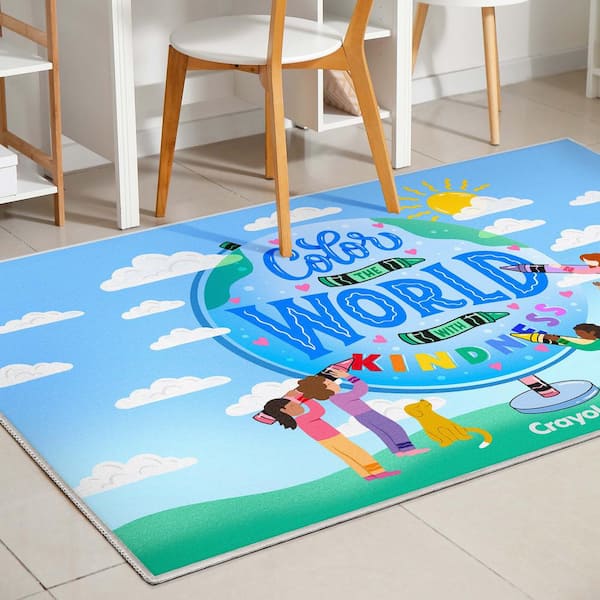 Crayola Color World Blue 3 ft. 3 in. x 5 ft. Area Rug