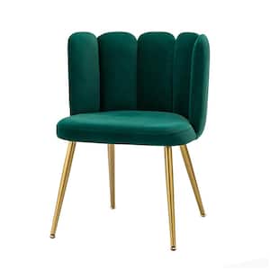 Yginio Green Velvet Side Chair with Metal Legs