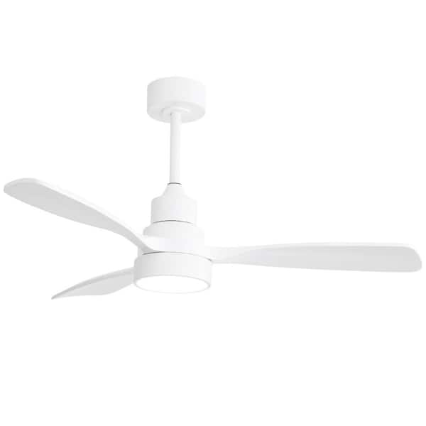 Sofucor 48 in. Indoor/Outdoor Wood White Ceiling Fan with 3 Color LED ...