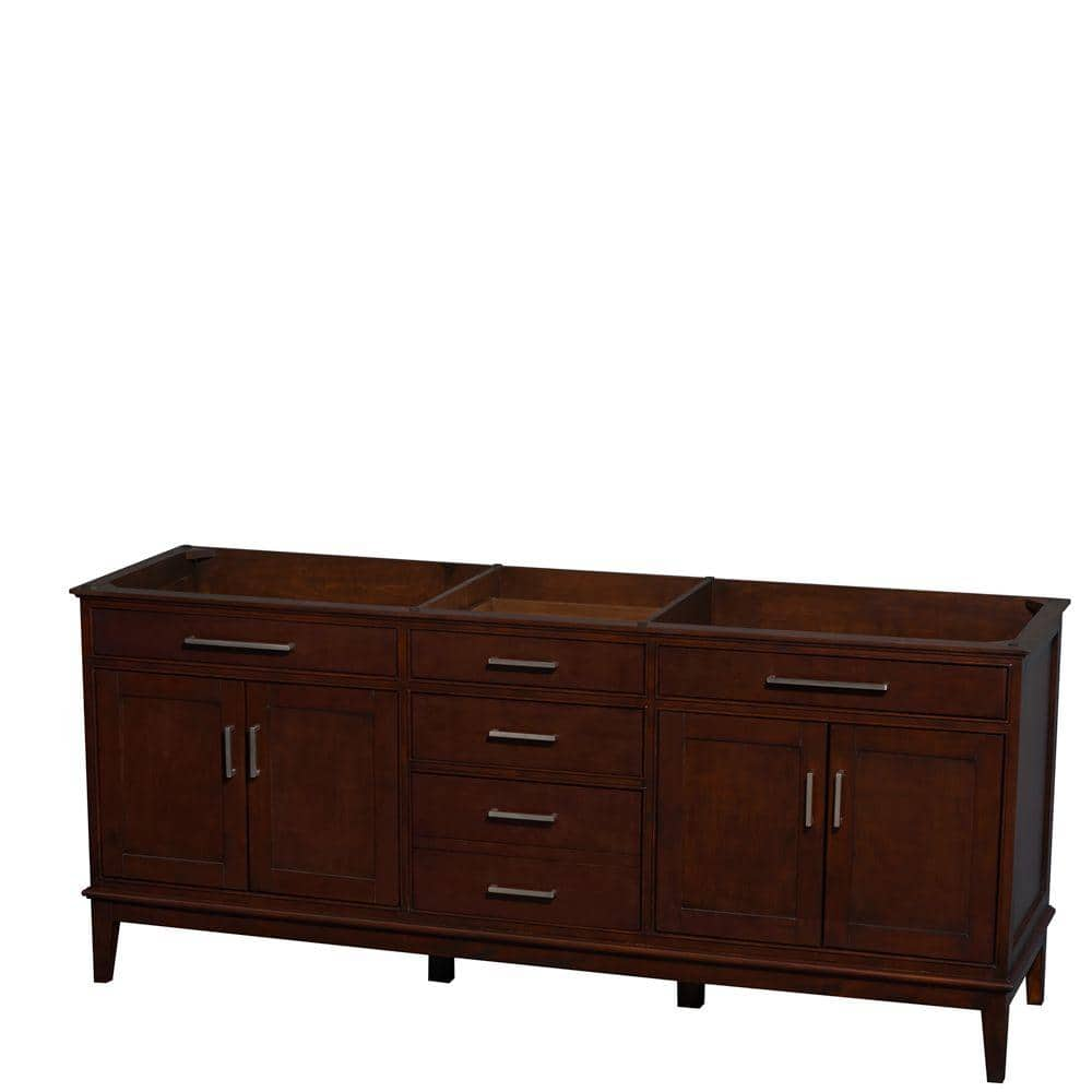 Wyndham Collection Hatton 78.5 in. Vanity Cabinet Only in Dark Chestnut ...