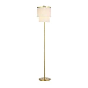 Laurel 1- Light Gold Metal Floor Lamp With Cream Fringe Shade