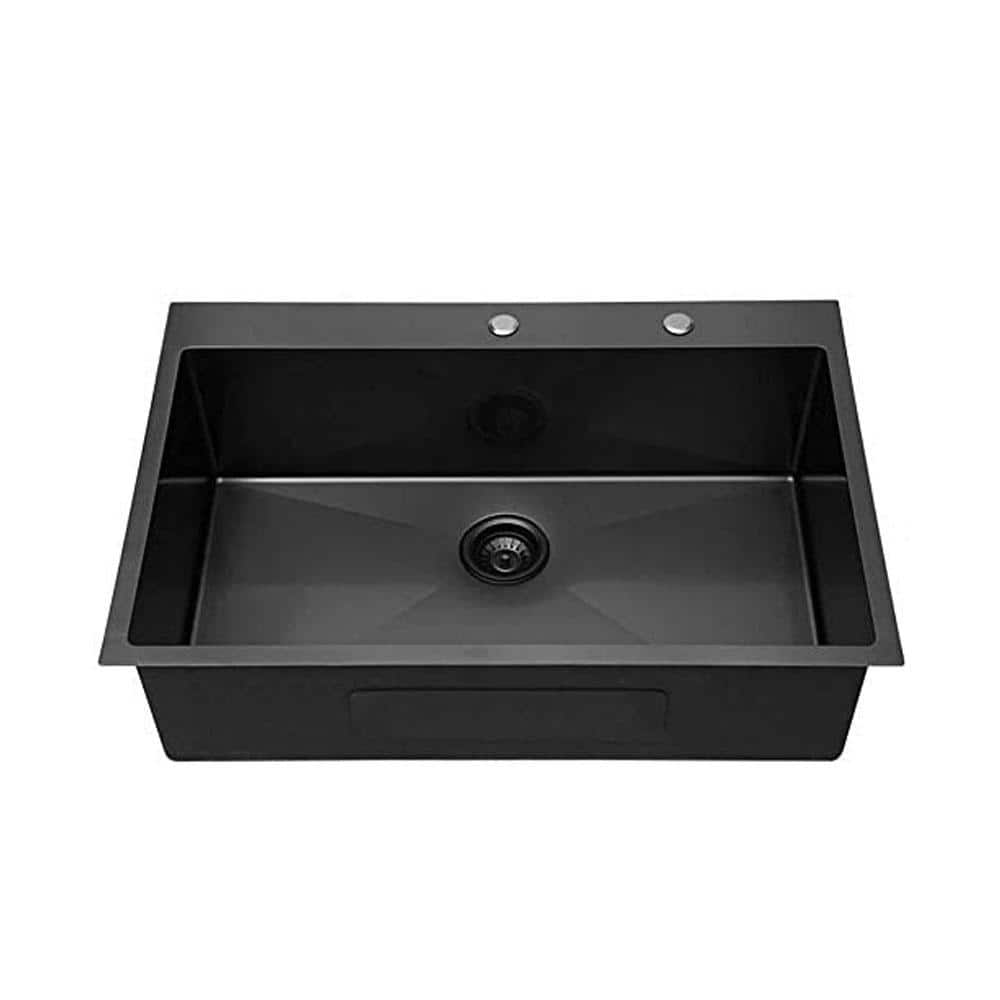 Sarlai Gunmetal Black 16 Gauge Stainless Steel 33 In Single Bowl Drop