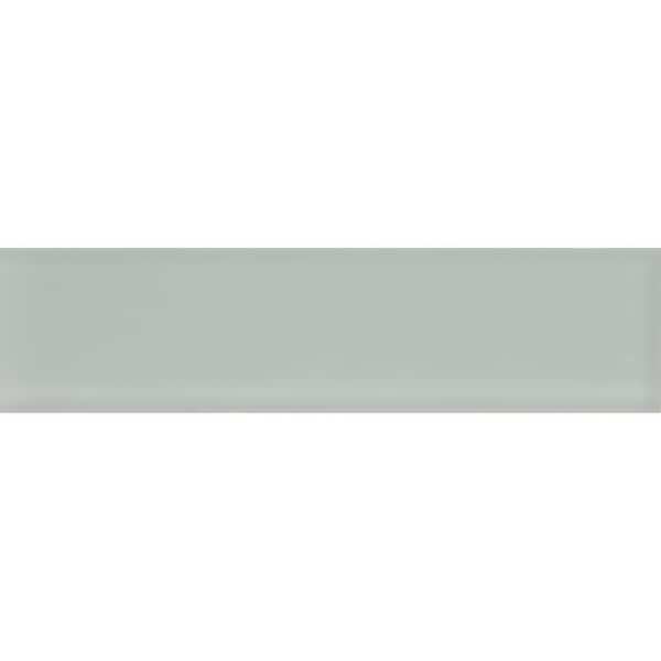 Apollo Tile Aura Gray 3 in. x 12 in. Matte Finished Glass Mosaic Tile Sample (0.25 sq. ft./Piece)