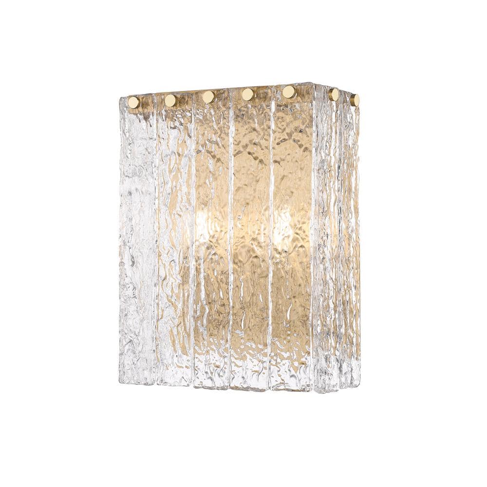 Glacier 2 Light Modern Gold Wall Sconce with Clear Glass Shade