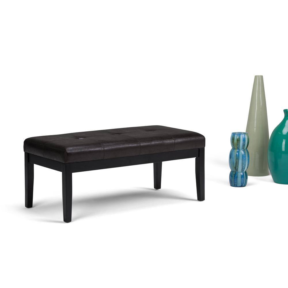 Slate Gray Tufted Rectangular Bench Ottoman