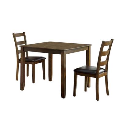Chesterton 3-Piece Walnut and Dark Brown Dining Table Set