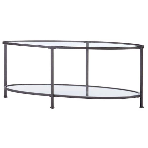 Home Decorators Collection Bella Large Oval Gold Metal and Glass Coffee  Table with Shelf (46 in. W x 18 in. H V183102XXA-NP - The Home Depot