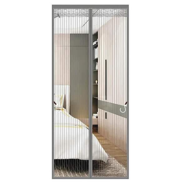 Shatex 39 in. x 83 in. Gray Plastic Magnetic Screen Door Bi-Parting