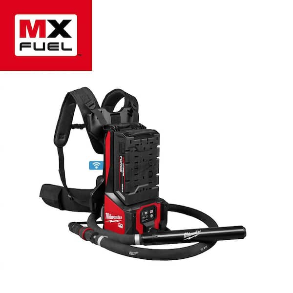 MX FUEL Backpack High Cycle Concrete Vibrator Kit w (2) FORGE XC8.0 Batteries, (1) MX FUEL Super Charger, (1) 7 Ft. Whip