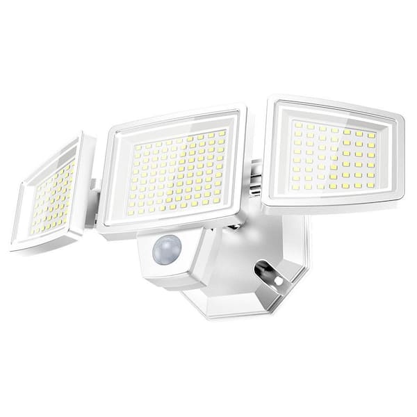 65-Watt 6500 Lumens 270° White Motion Activated Outdoor Integrated LED Flood Light Adjustable Panels