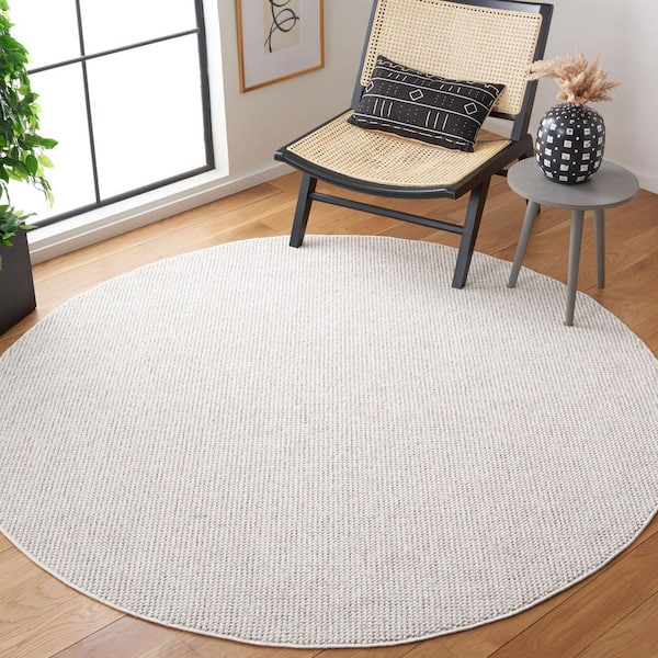 Lotus 7 ft. x 7 ft. White Solid Marle Round Area Rug