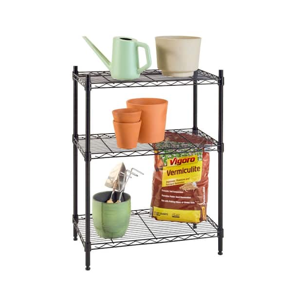 Steel Wire 3-Shelf Adjustable Garage Storage Shelving Unit in Black (24 in. W x 30 in. H x 13 in. D)