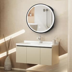 24 in. W x 24 in. H Round Framed Wall Mount Bathroom Medicine Cabinet with Mirror 3 Colors with Light Anti-Fog Function