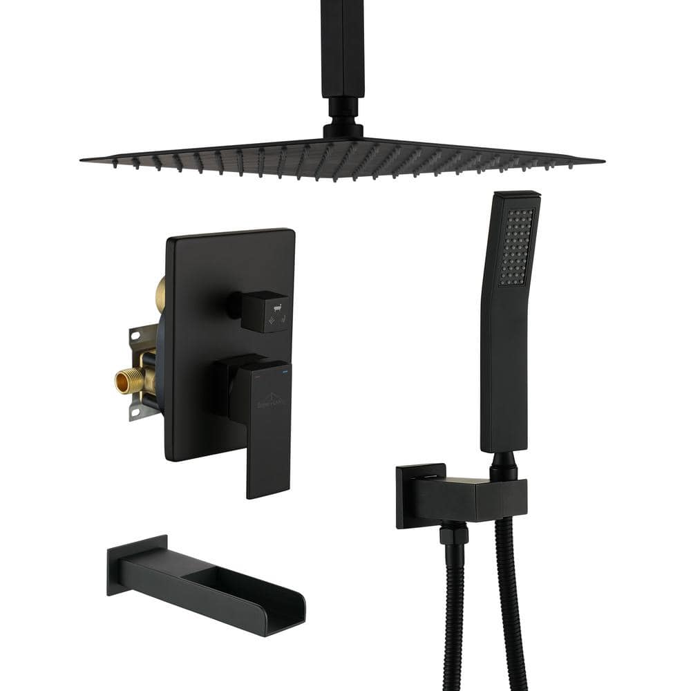Ceiling Mount Single-Handle 1-Spray Tub and Shower Faucet with Hand Shower 