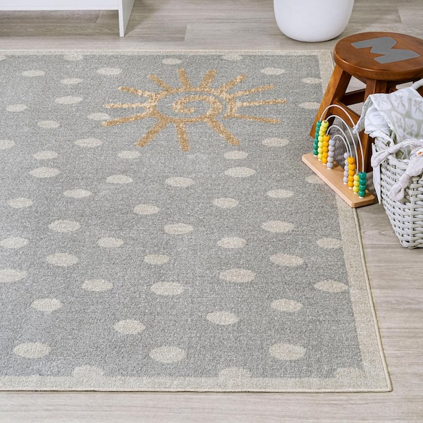 JONATHAN Y Minha Rainbow Dot Modern Machine-Washable Gray/Ivory