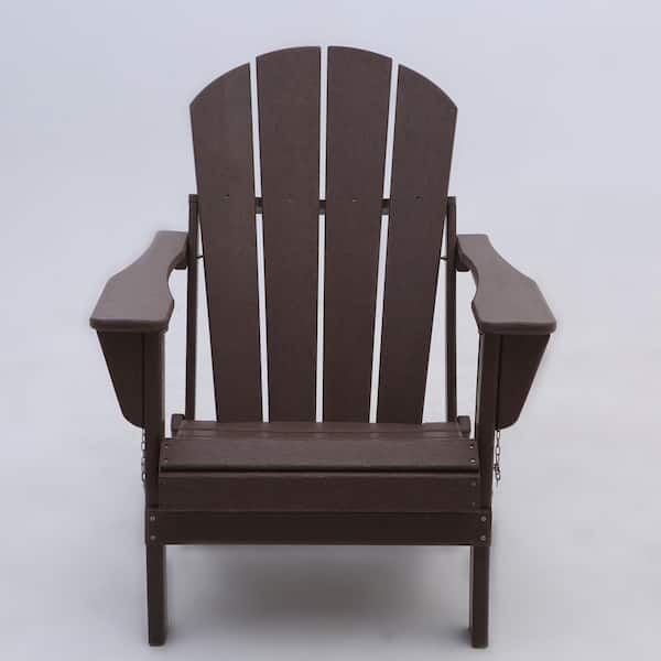 cenadinz Brown All-weather Folding HDPE Adirondack Chair(1-Pack)