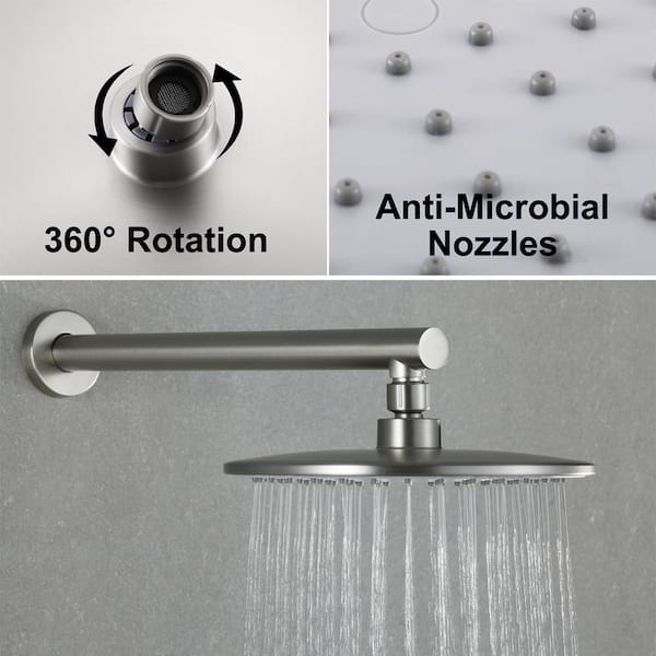 Single Handle 1-Spray Round Shower Faucet 1.8 GPM with Valve in. Brushed Nickel