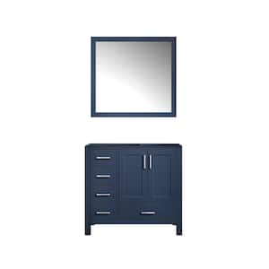 Jacques 36 in. W x 22 in. D Right Offset Navy Blue Bath Vanity without Top and 34 in. Mirror