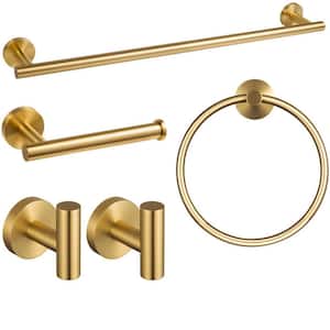 5 -Piece Bath Hardware Set with Mounting Hardware in Brushed Gold