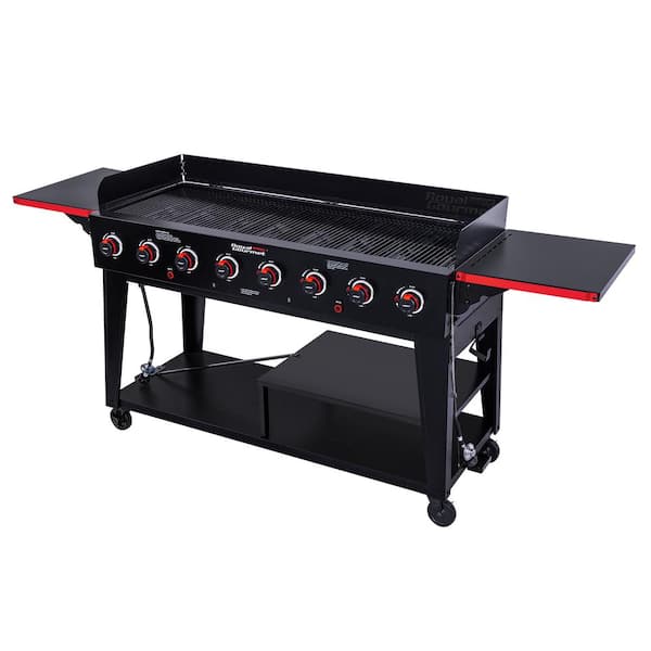 Royal Gourmet GB8003 8-Burner Event Propane Gas Grill with 2 Folding Side Tables in Black - 3