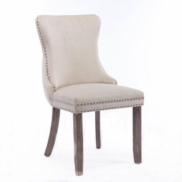 Merra Beige King Louis XVI Upholstery Dining Chair with Round Birch Backs  and Solid Rubberwood Legs HDC-DRBC-PD-BNHD-1 - The Home Depot