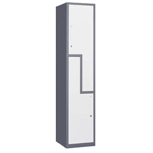 2-Tier Metal Locker for Home, Dressing Room, 71 in. Steel L-Shape Storage Lockers with 2 Door for Employees