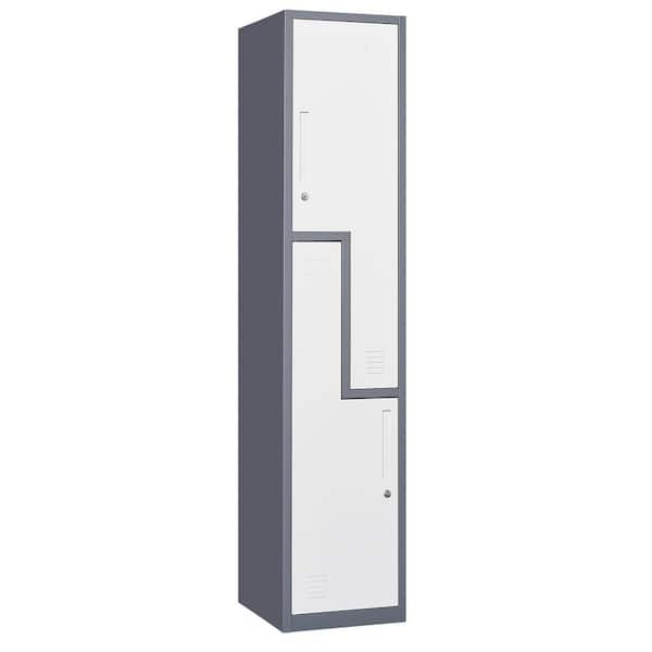LISSIMO 2-Tier Metal Locker for Home, Dressing Room, 71 in. Steel L-Shape Storage Lockers with 2 Door for Employees