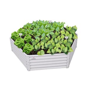 White Anti-Rust Bottomless Metal Raised Planter Box Galvanized Raised Garden Beds (70 x 60 x 18 in. )