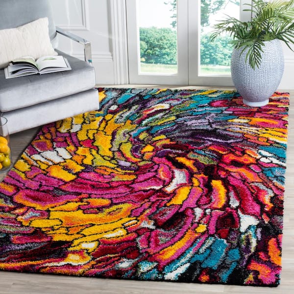 Fiesta Shag Multi Doormat 3 ft. x 5 ft. Abstract Area Rug