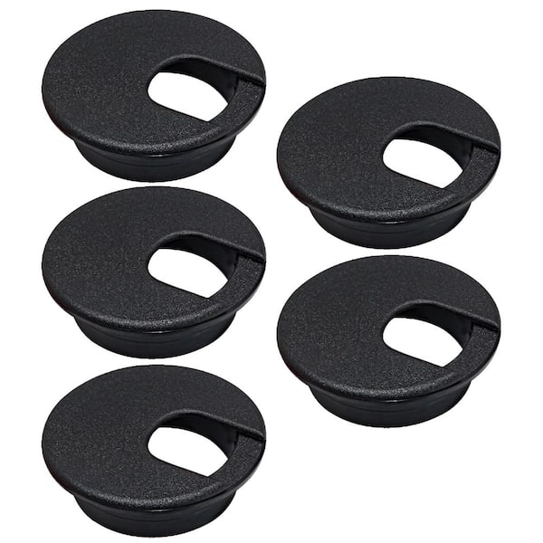 5-Pack 2 Inch Desk Grommet 50mm ABS Plastic Cable Hole Cover Cord Organizer for Home Office Desk Black