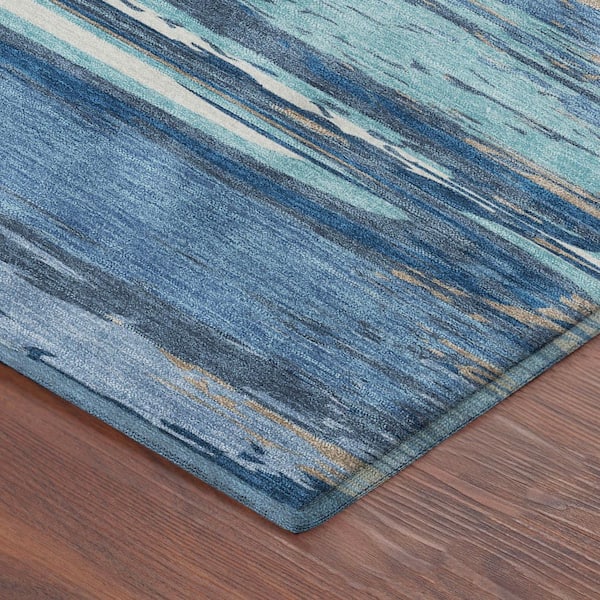 Mayfield Premium Machine Washable Abstract AMF2287 Blue 8 ft. x 10 ft. Area Rug