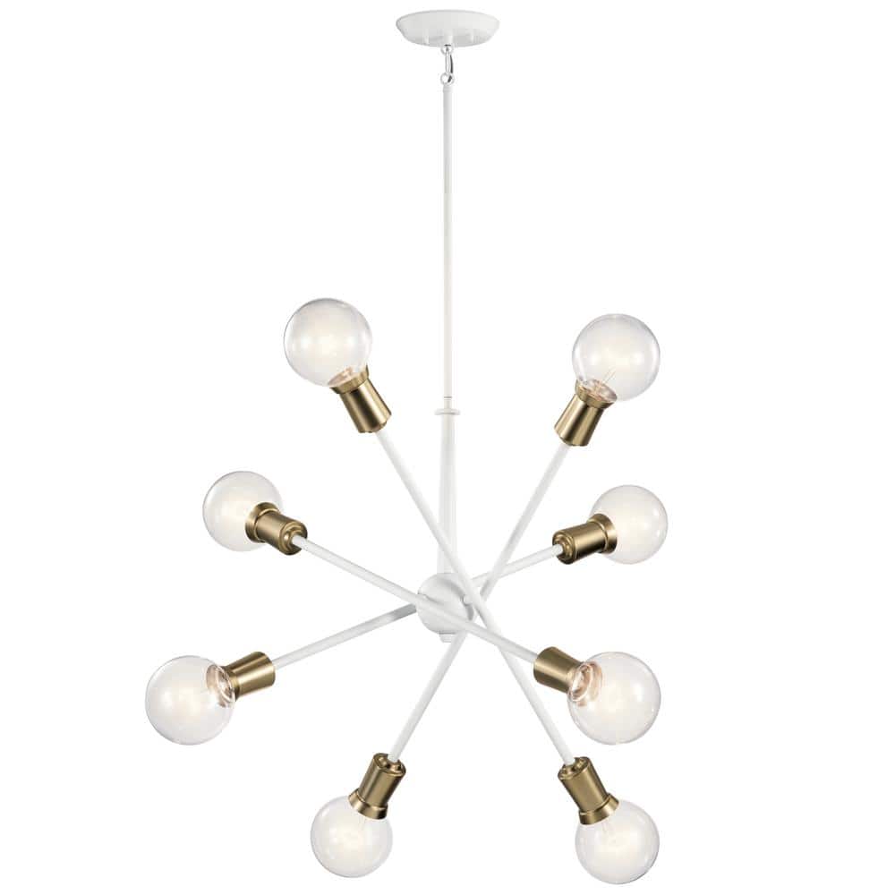 White 30" Sputnik Modern Chandelier with Adjustable Arms