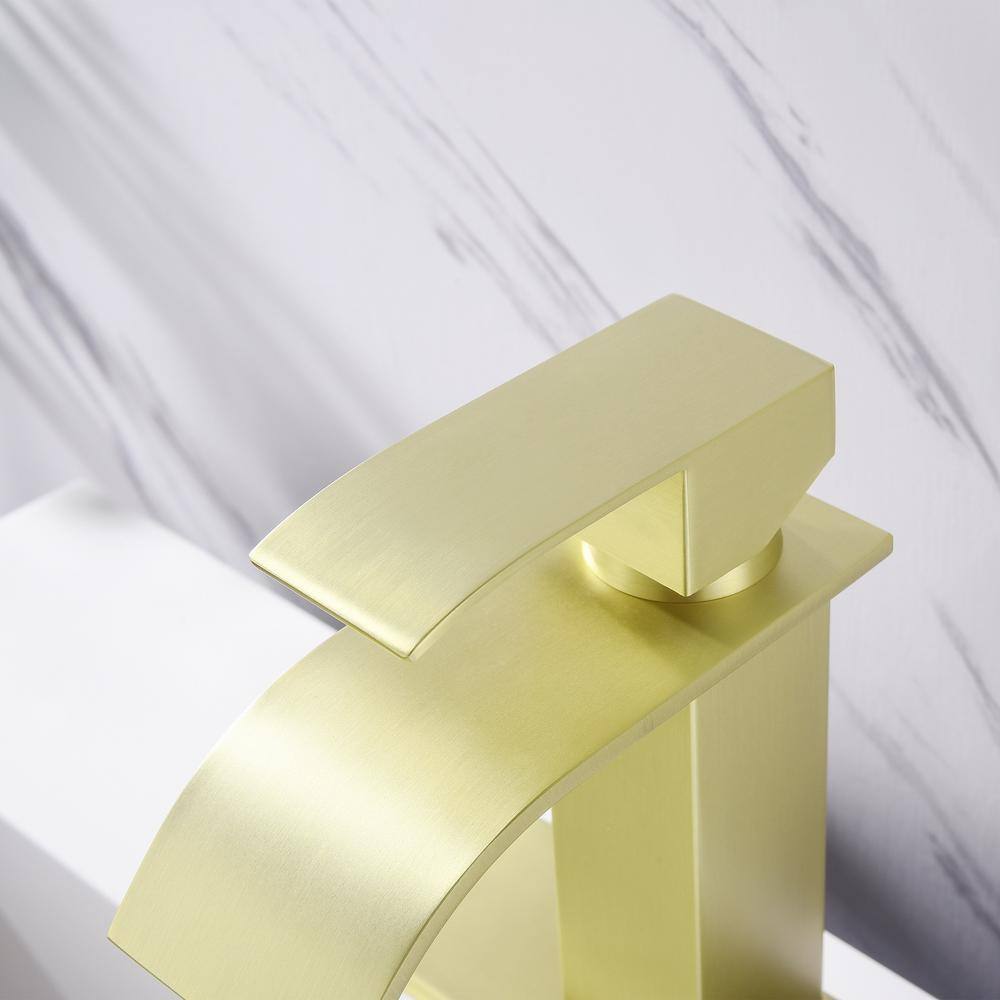 Brushed Gold Stainless Steel Waterfall Bathroom Faucet